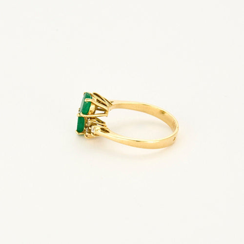 Bague 52 Bague toi et moi, or jaune et émeraudes, épaulées de diamants 58 Facettes THI02062