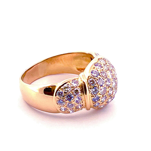 Bague 56 Bague dôme en or jaune 18 carats sertie de diamants 58 Facettes