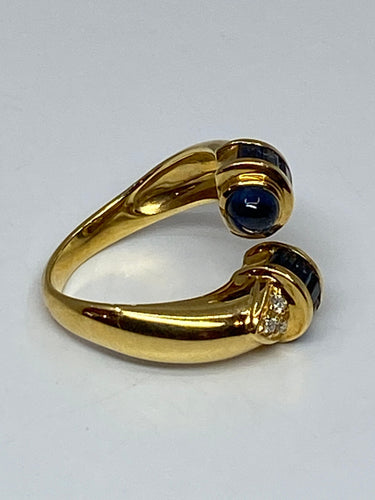 Bague 53 Bague toi et moi en Or jaune, saphirs et diamants 58 Facettes