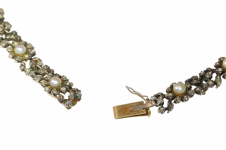 Collier Élégance victorienne : un tour de cou en diamants et perles d'une grâce intemporelle 58 Facettes 24086-0162