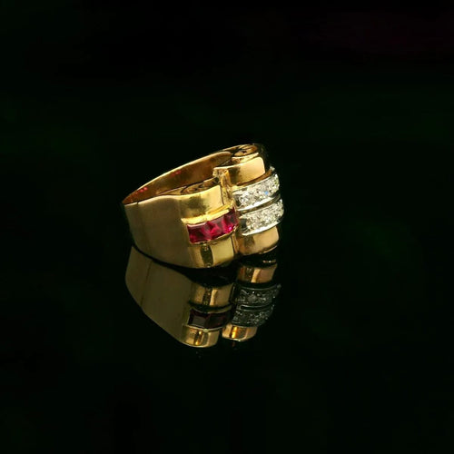 Diamond Tank ring circa 1940 58 Facettes