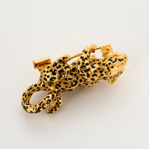 Broche Broche Panthère en or jaune et émail 58 Facettes LAN1233