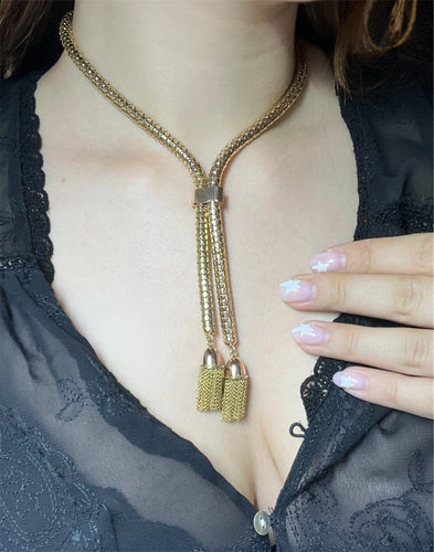 Collier Important collier chaîne serpent en or rose des années 40 58 Facettes