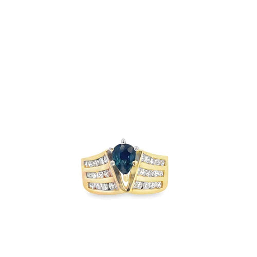 Bague Bague en or jaune, saphir et diamants 58 Facettes UN0143