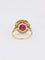 Bague 51 Bague marguerite vintage or jaune diamants rubis ovale 2,2 ct 58 Facettes J381
