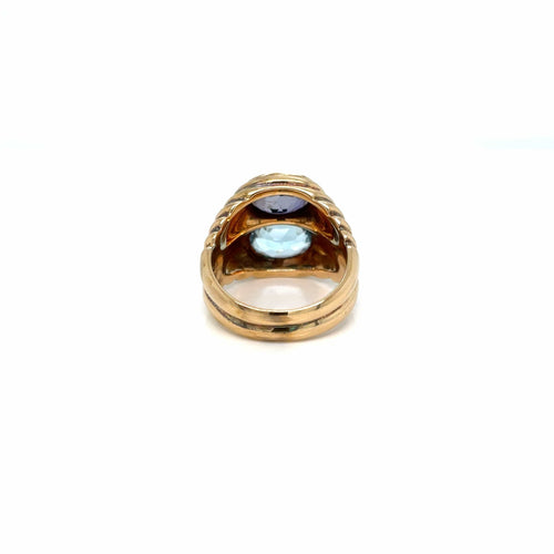 Bague 53 BULGARI - Bague en or double Baccellato, topaze bleue et iolite 58 Facettes