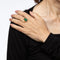 Bague 57 Bague en or jaune 18 carats avec feuille d'émeraude sculptée, taille 7,5, diamants, bijoux fins 58 Facettes G13658