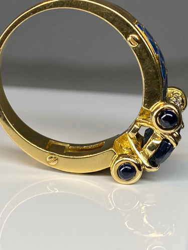 KORLOFF - bague saphirs, diamants, émail bleu