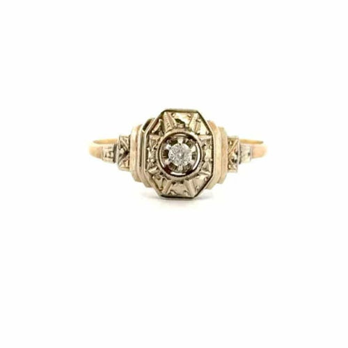 Bague 59 Solitaire Art- Déco Or Jaune & Diamant 58 Facettes 42-GS35409-2
