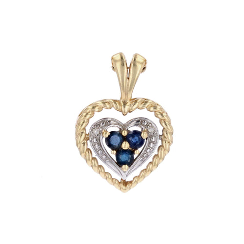 Pendentif Pendentif coeur ors jaune et blanc saphir d'occasion 58 Facettes 15-036
