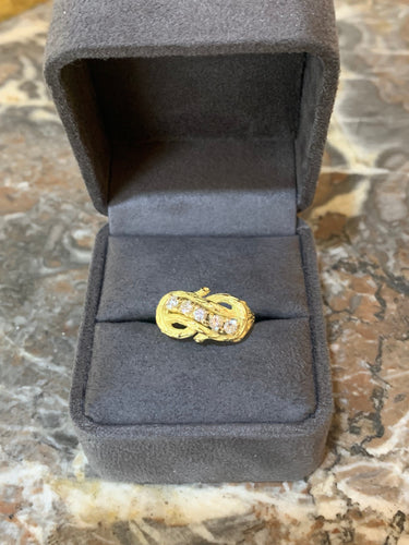 Bague 56 Bague Vintage Branchage Diamants Or Jaune 58 Facettes B374