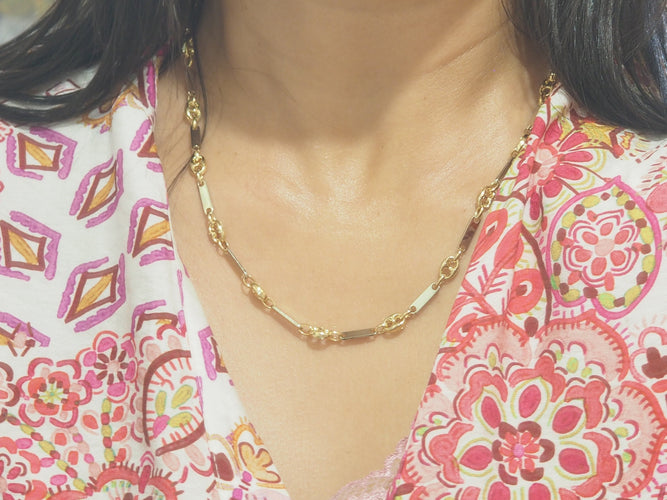 Collier Collier grain de café or jaune et blanc 58 Facettes GDC