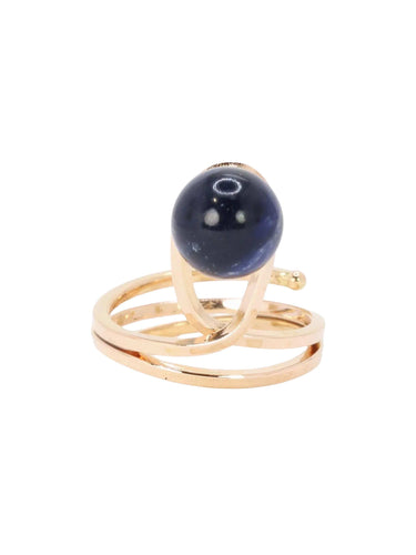 Bague 57 Bague moderniste or jaune sodalite 58 Facettes 1087.16