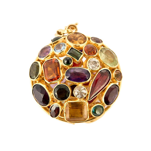 Pendentif Pendentif or jaune, quartz, grenats, tourmalines, péridots et topazes 58 Facettes GU268