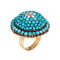 Bague 54.5 Bague dôme victorienne antique en or jaune, turquoise et perle 58 Facettes G14117