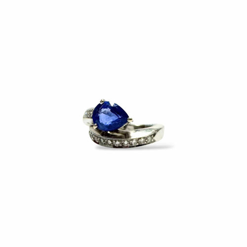 Bague 49 Bague or gris et saphir poire 58 Facettes