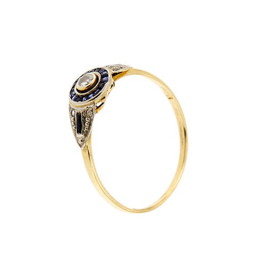 Bague Bague halo avec saphirs et diamants 58 Facettes 36385