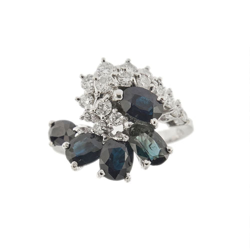 Bague Bague contraire avec diamants et saphirs 58 Facettes 35139