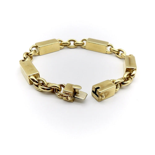 Bracelet Bracelet vintage en or 18 carats avec barres et maillons alternés 58 Facettes
