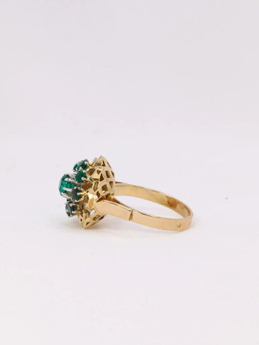 Bague 51 Bague étoile or jaune pierre verte 58 Facettes J382