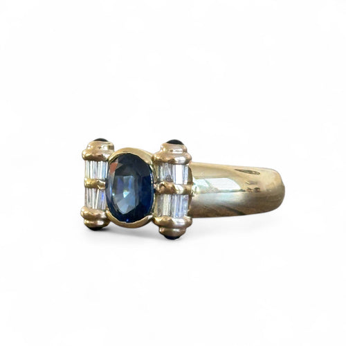 Bague 56 Bague rouleau saphirs et diamants en or jaune 58 Facettes 342