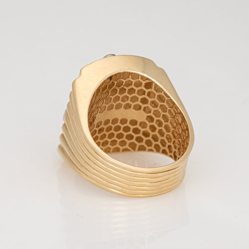 Bague Bague vintage ancre, taille 12,5, or jaune 14 carats, motif gouvernail de navire, bijou nautique pour homme 58 Facettes G14082
