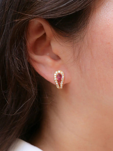 Boucles d'oreilles Boucles d'oreilles vintage diamants rubis 0,8 ct 58 Facettes J450