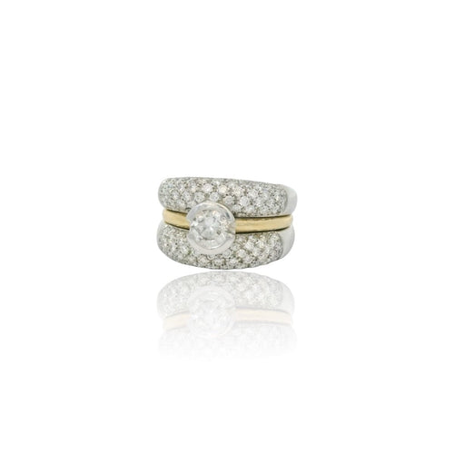 Bague 60 Bague vintage en or bicolore avec diamants 58 Facettes
