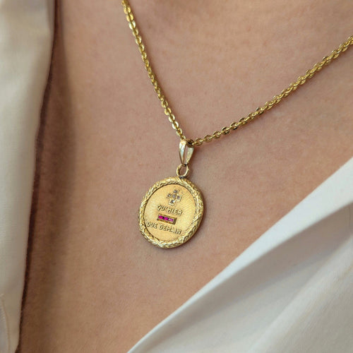 Pendentif Augis en or jaune diamant et rubis