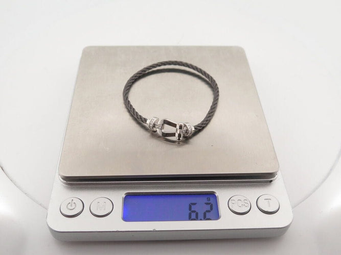 Bracelet bracelet FRED force 10 mm manille or blanc 14 diamants 58 Facettes 264764
