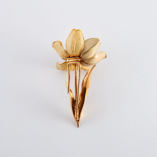 Broche Broche Fleur Email Rubis 58 Facettes