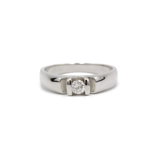 Bague 54 Solitaire or blanc diamant 58 Facettes 220499R