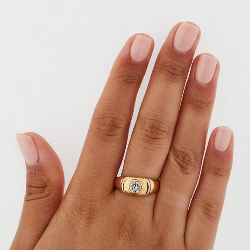 Bague 61 Bague Or Jaune avec Diamant taille ancienne 58 Facettes RÉF 12112/08