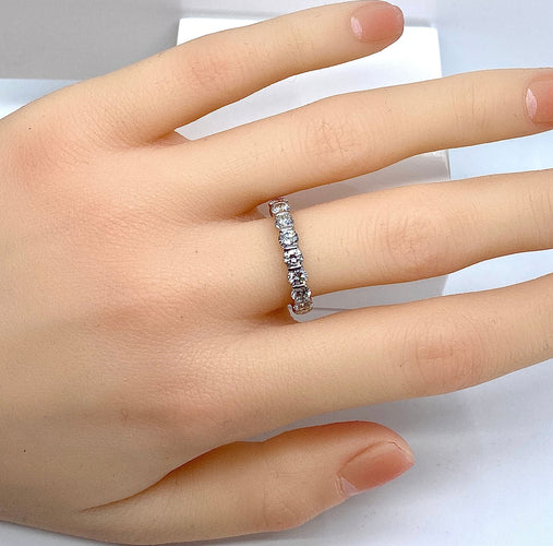 Bague 53 Alliance en or blanc et platine, 18 diamants 2,70 carats 58 Facettes AB642