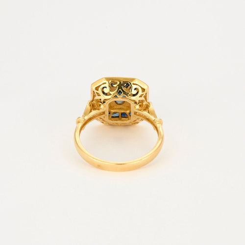 Bague 52 Bague style Art Déco or jaune, diamants, saphirs 58 Facettes
