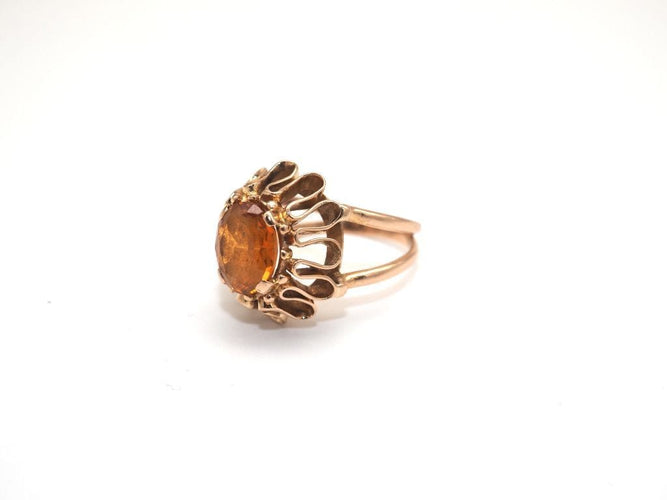 Bague 54 Bague cocktail or jaune 750 mil et citrine 58 Facettes