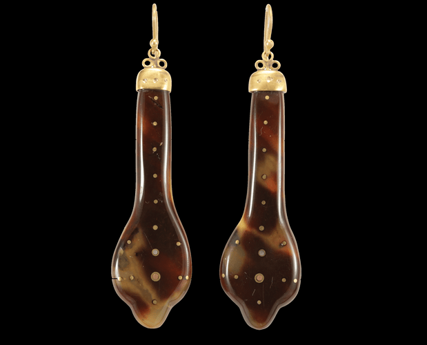 Boucles d'oreilles Boucles d'oreilles anciennes en or piqué écaille de tortue 58 Facettes 7412