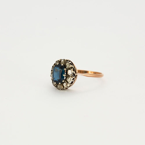 Bague 58 Bague marguerite saphir et diamants 58 Facettes