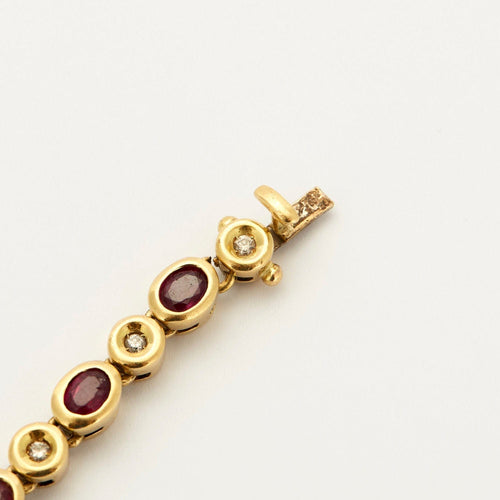 Bracelet Bracelet or jaune sertis de diamants et rubis 58 Facettes 230493
