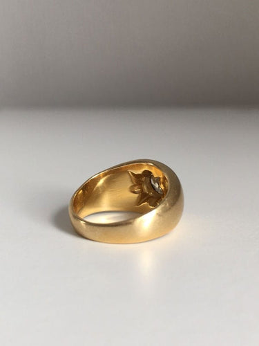 Bague bombée en or jaune 18K et diamant