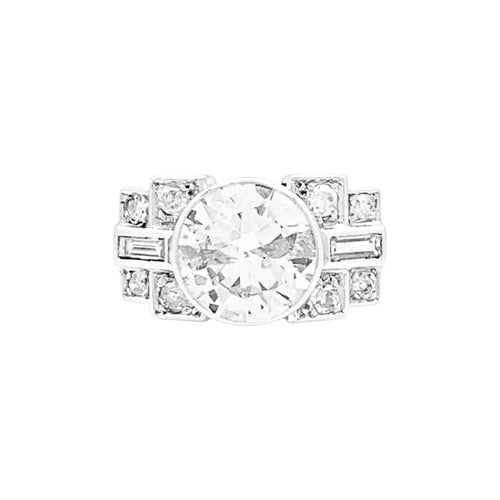 Bague 55 Bague art déco platine, diamant environ 2,80 cts. 58 Facettes 34923