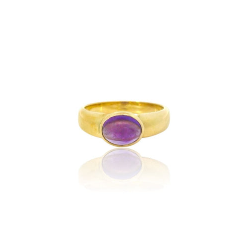 Bague Bague Jonc or jaune, améthyste 58 Facettes