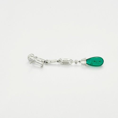 Boucles d'oreilles Boucles d'oreilles vintage pendantes diamants et émeraudes gouttes 58 Facettes 3689