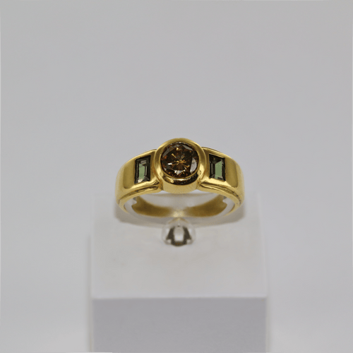 Bague 59 Solitaire diamant cognac et saphirs 58 Facettes