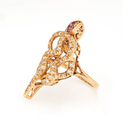 Bague Bague serpent vintage en or jaune 58 Facettes G13546