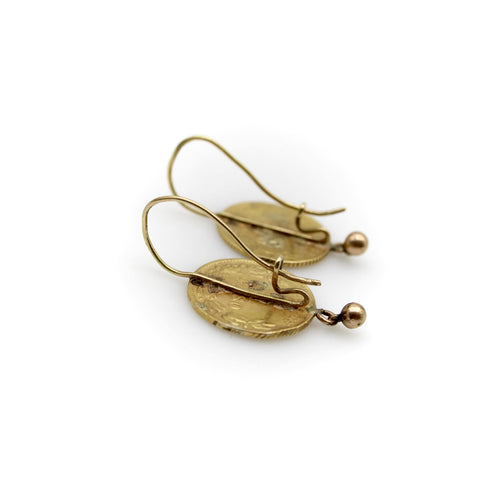 Boucles d'oreilles Boucles d'oreilles en or 21 carats et peso mexicain du début du XXe siècle 58 Facettes A20045