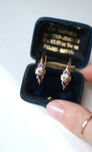 Boucles d'oreilles Boucles d'Oreilles Poissardes Or rose et Email 58 Facettes