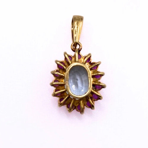 Pendentif Pendentif Or Jaune Aigue-Marine et Rubis 58 Facettes