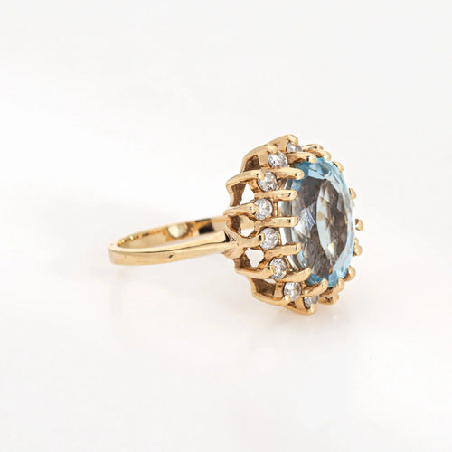 50 Bague diamant aigue-marine 4,50 ct vintage 58 Facettes G13369
