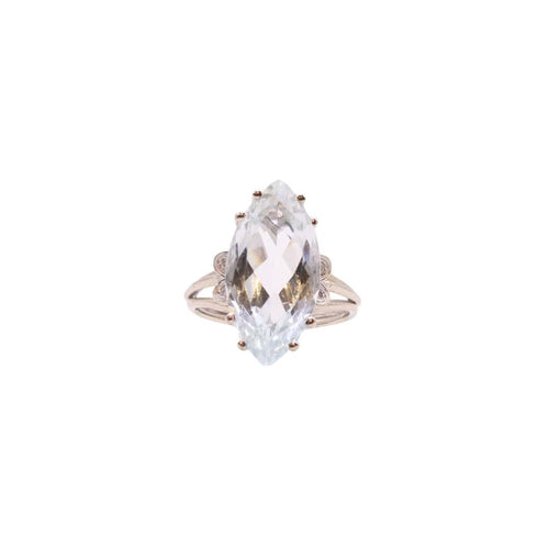 Bague 56 Bague Marquise Aigue-Marine et diamants sur or blanc 58 Facettes